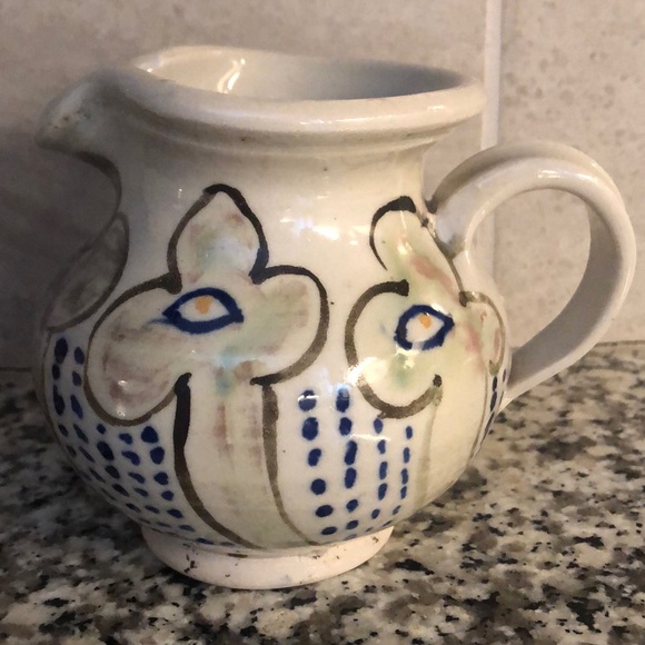 Artist Signed Studio Floral Pottery Creamer - Picture 1 of 8